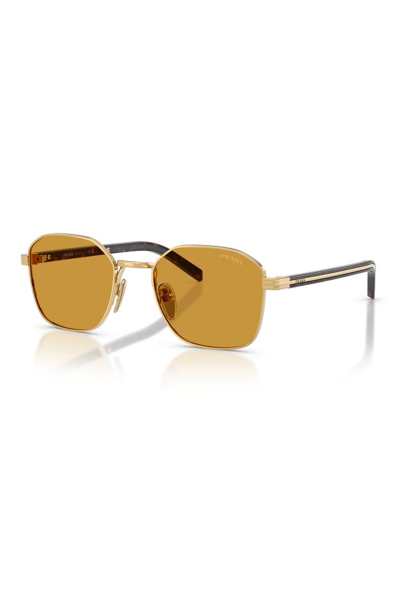 51mm Square Sunglasses, Alternate, color, GOLD / DARK HONEY