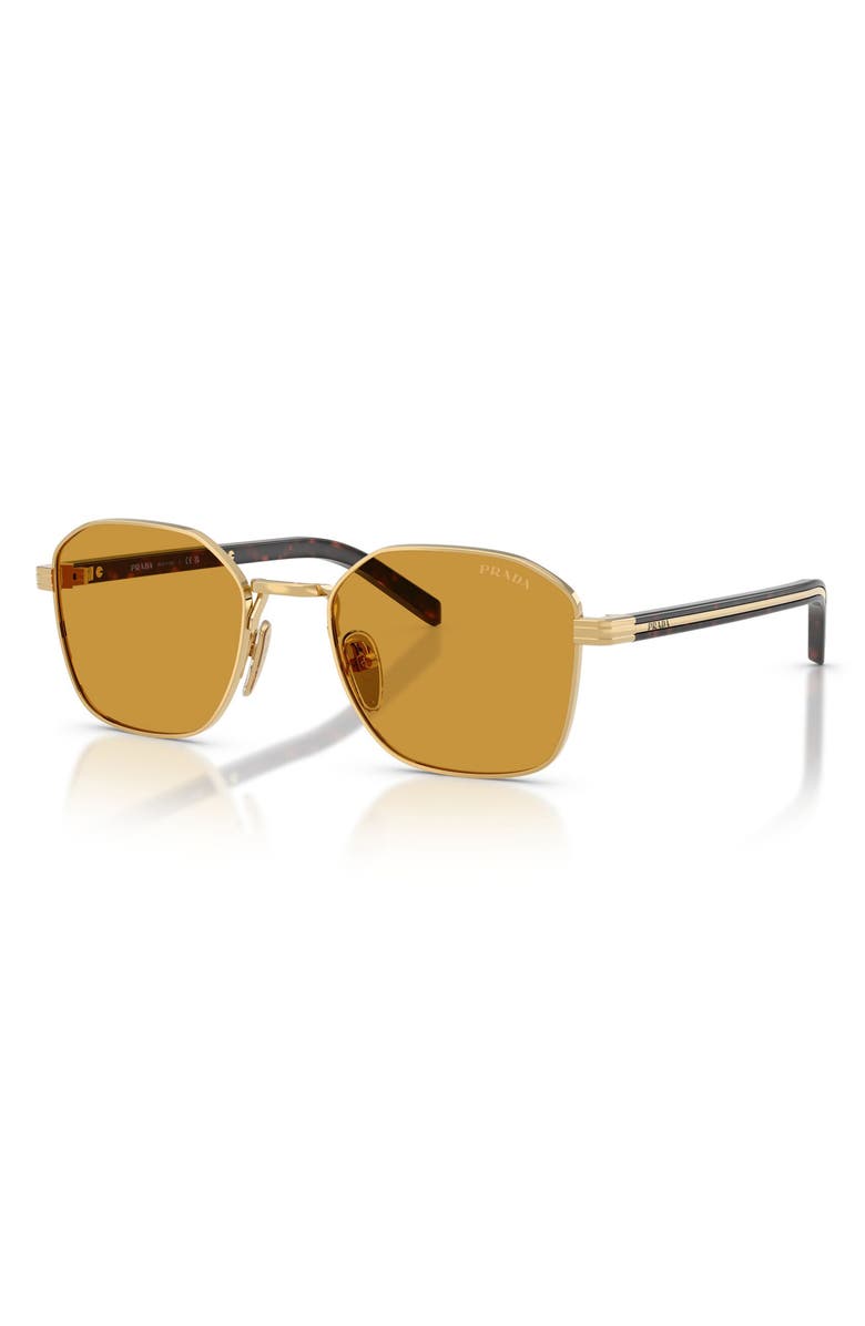 Prada 53mm Square Sunglasses, Alternate, color, Gold / Dark Honey