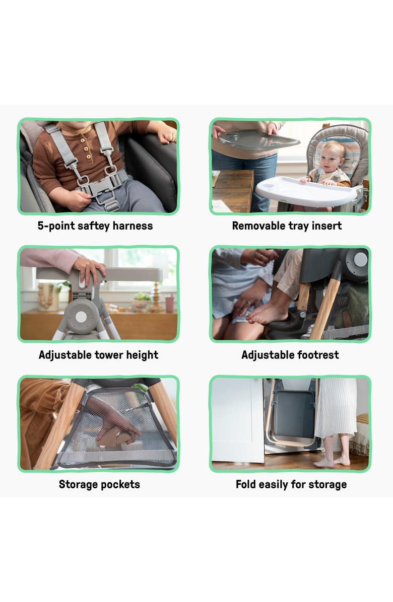 INGENUITY Proper Positioner Create Up! Multi-Mode Folding High Chair, Alternate, color, Grey