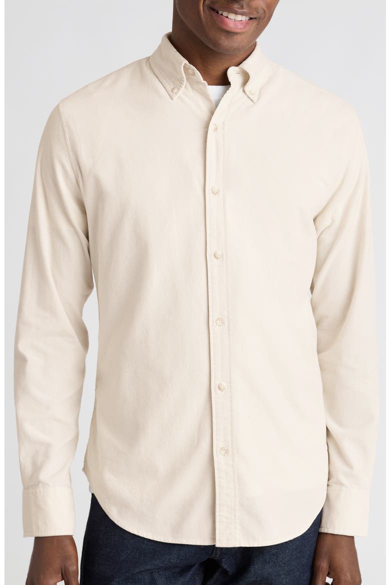 Slim Fit Corduroy Button-Down Shirt, Main, color, SILVER BIRCH