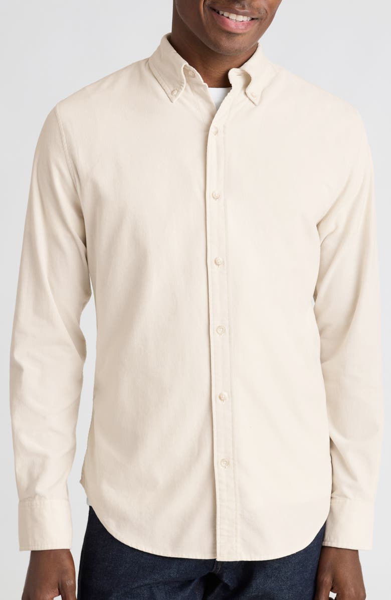 Bonobos Slim Fit Corduroy Button-Down Shirt, Main, color, Silver Birch