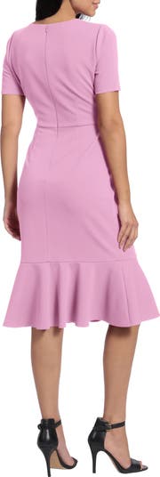 Side Knot Scupa Crepe Flounce Dress