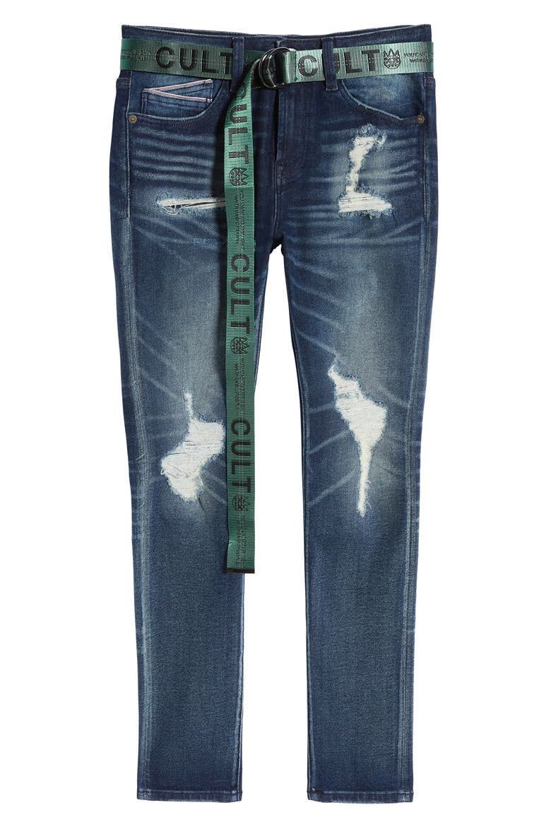 Punk Belted Super Skinny Jeans, Alternate, color, NASH