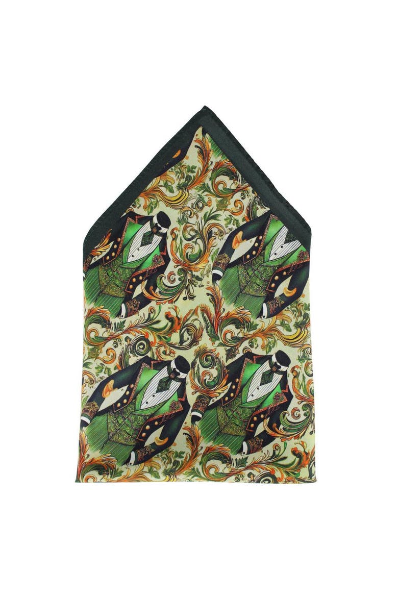 Shall We Dance Silk Novelty 12x12 Pocket Square, Main, color, Green