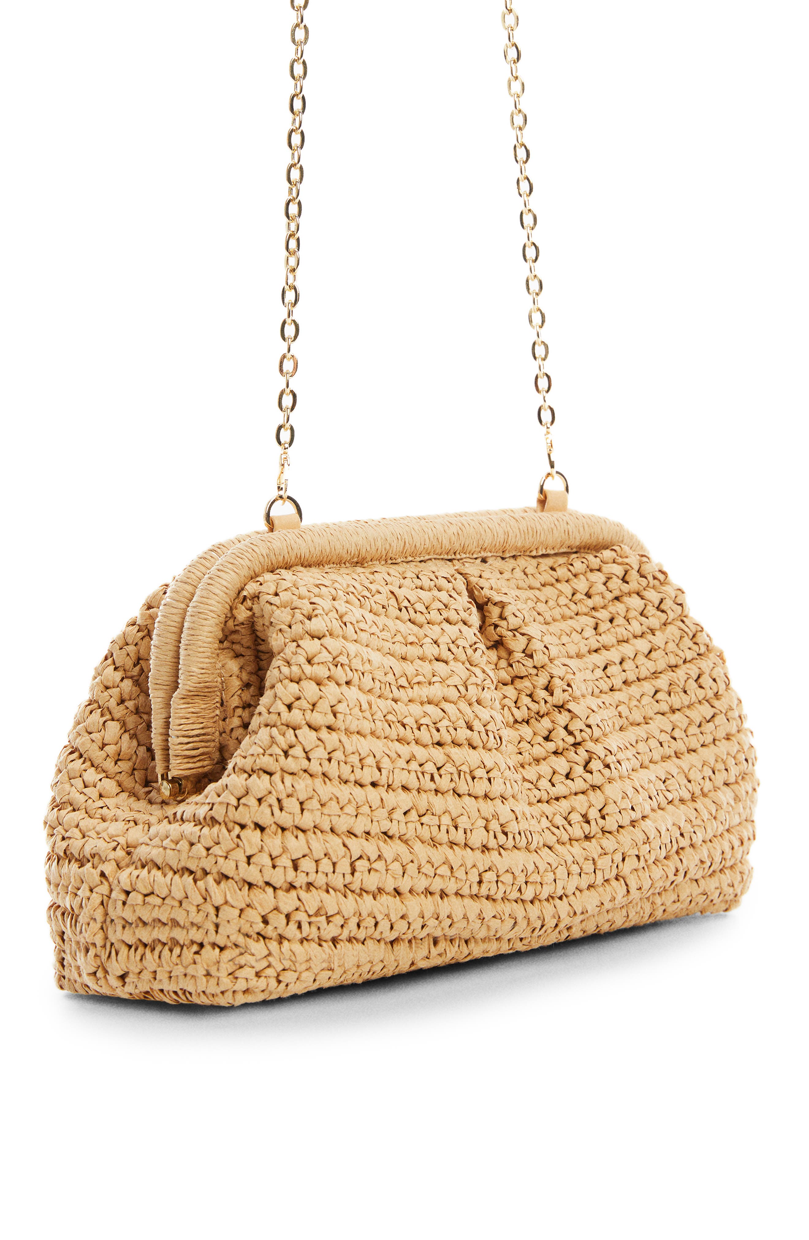 MANGO Amalfi Crochet Straw Clutch, Main, color, 