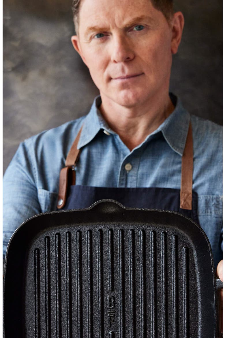 x Bobby Flay 11" Cast Iron Square Grill Pan, Alternate, color, BLACK