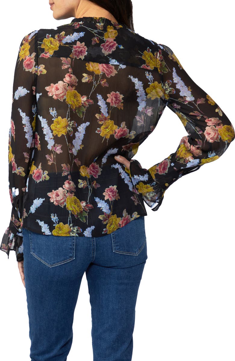 PAIGE Arianne Long Sleeve Silk Blouse, Alternate, color, Black Multi