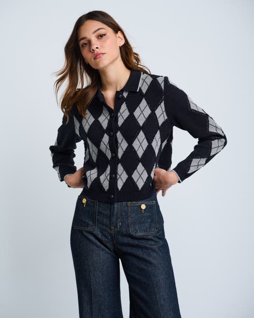 Lisa Todd Diamond Dip Argyle Cardigan In Black