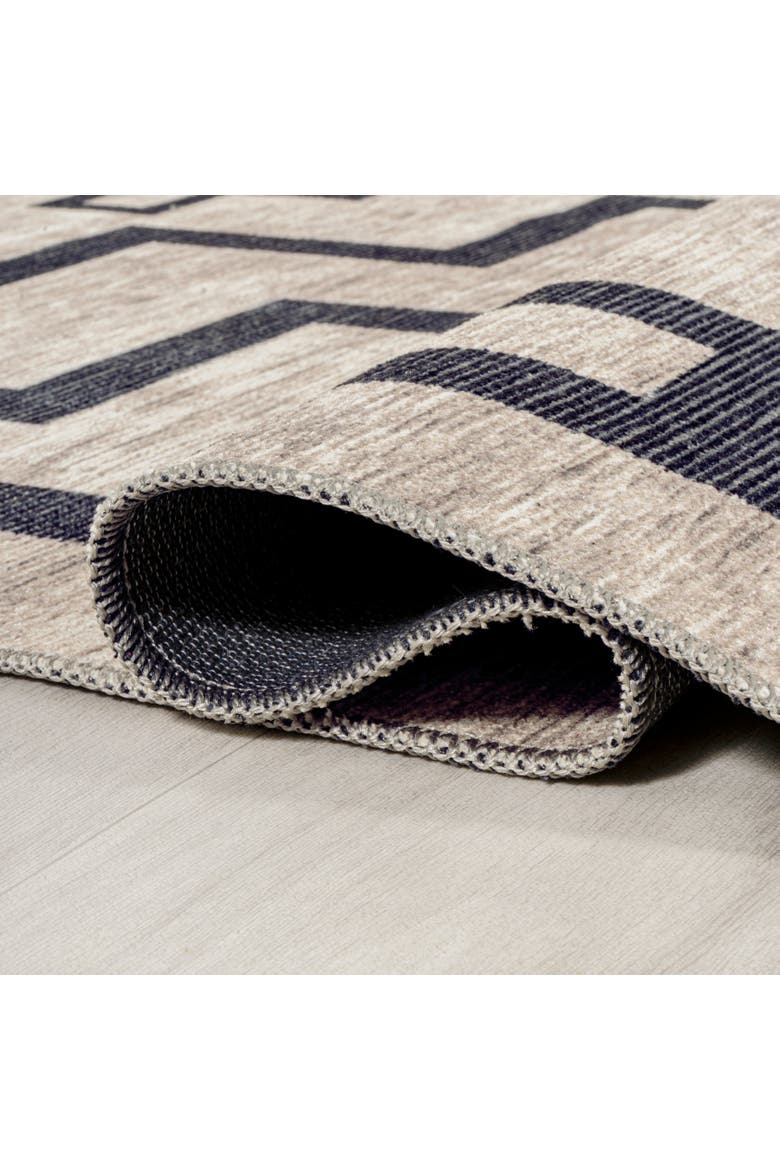 Ashkii Minimalist Medallion Machine-Washable Area Rug, Alternate, color, Ivory/Dark Gray