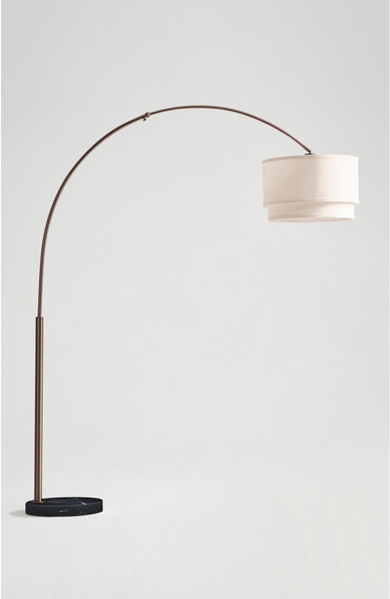 Brightech Mason 81" LED Arc Floor Lamp with Heavy-Weighted Marble Base, Main, color, Metallic Bronze