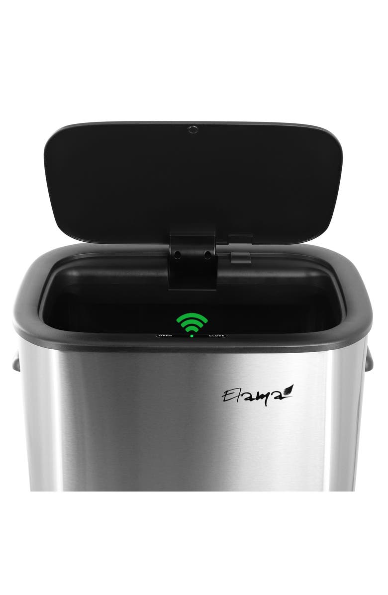 Elama 14.5 Gallon Automatic Sensor Hands Free Trash Can, Alternate, color, Silver