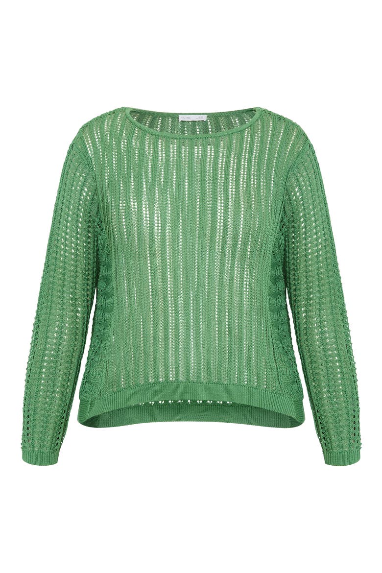 Slouch Open Stitch Sweater, Alternate, color, MOSS GREEN