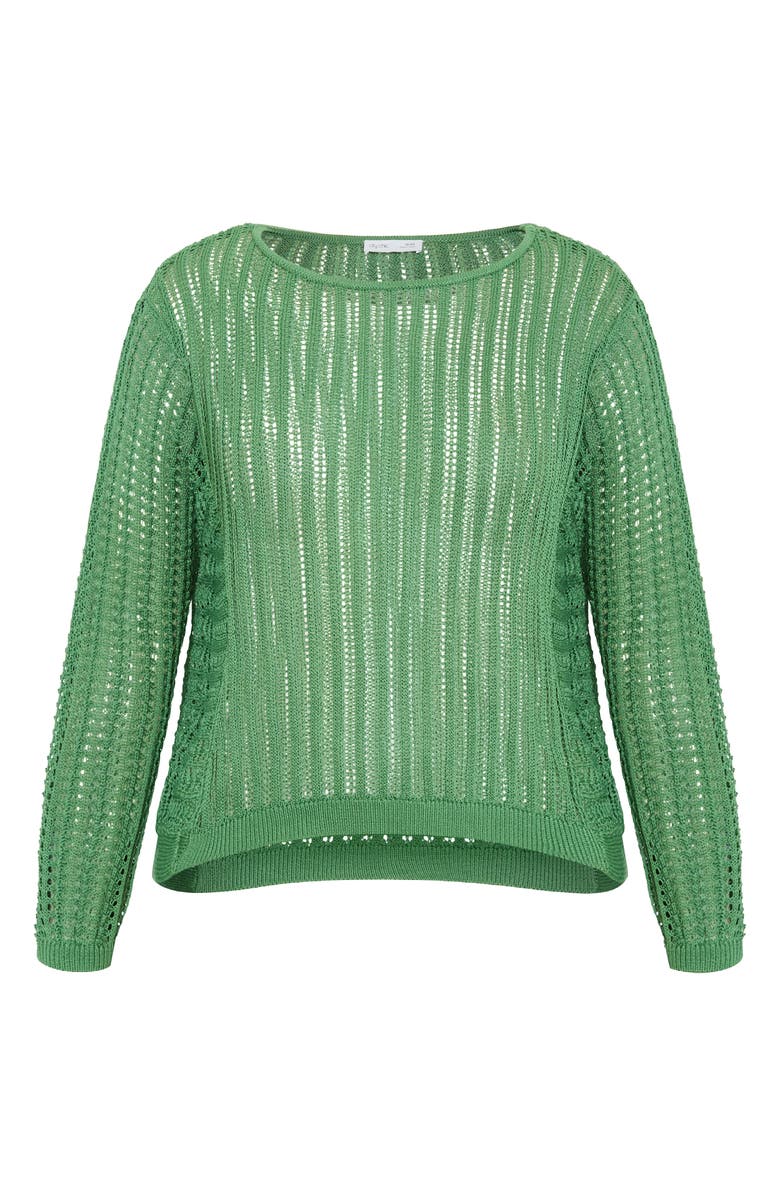 City Chic Slouch Open Stitch Sweater, Alternate, color, Moss Green