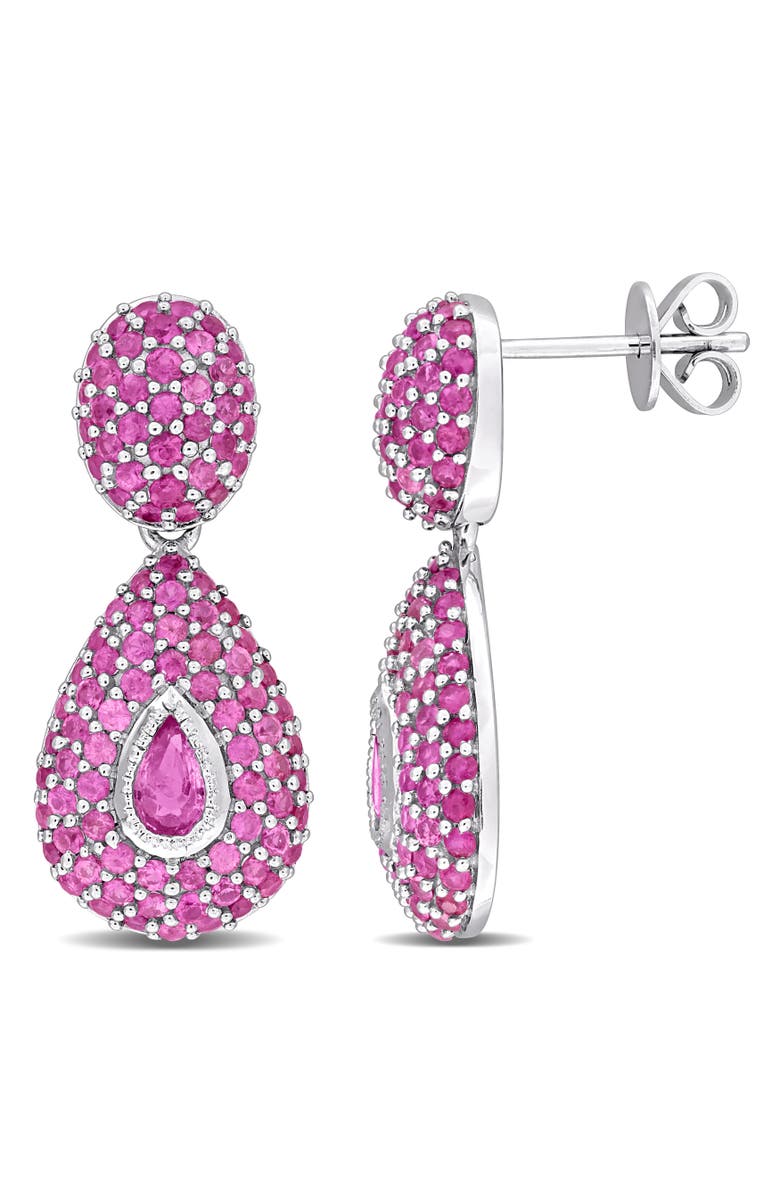 Julianna B. Gemstone Cluster Dangle Earrings 14K, Main, color, Pink Sapphire