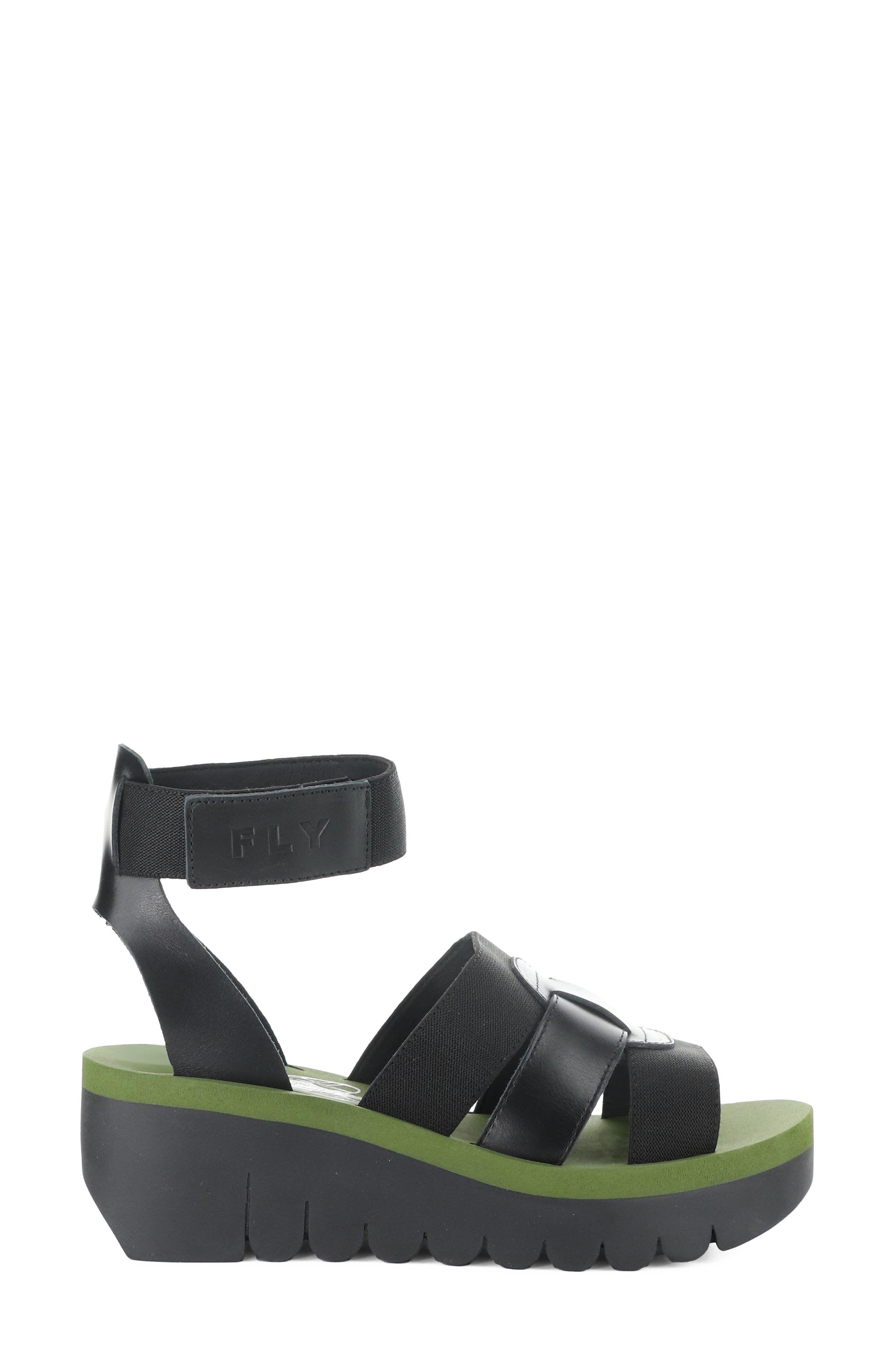 Fly London Yory Ankle Strap Sandal, Alternate, color, Black