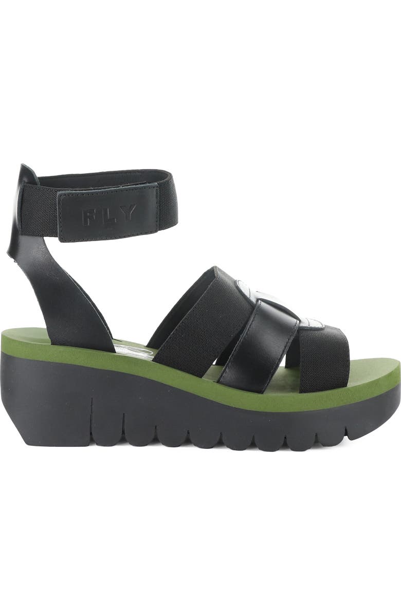 Fly London Yory Ankle Strap Sandal, Alternate, color, Black