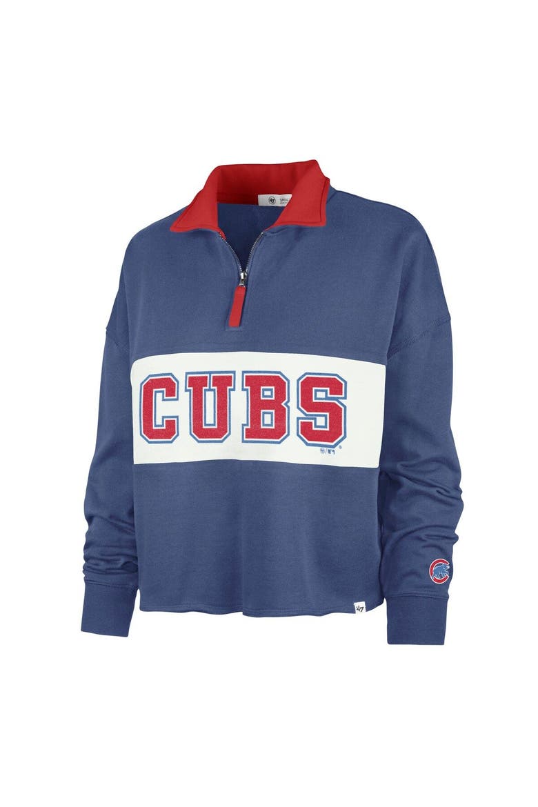 Women's '47 Royal Chicago Cubs Remi Quarter-Zip Cropped Top, Alternate, color, Royal
