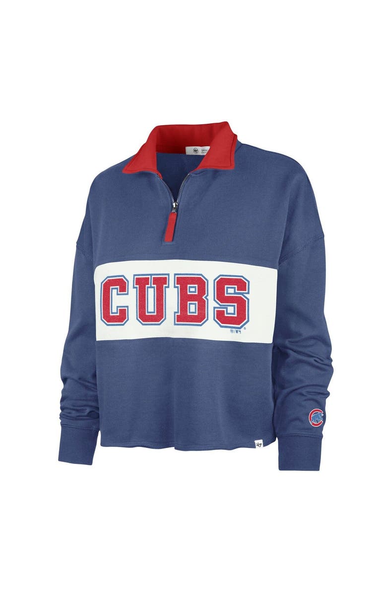 '47 Women's '47 Royal Chicago Cubs Remi Quarter-Zip Cropped Top, Alternate, color,