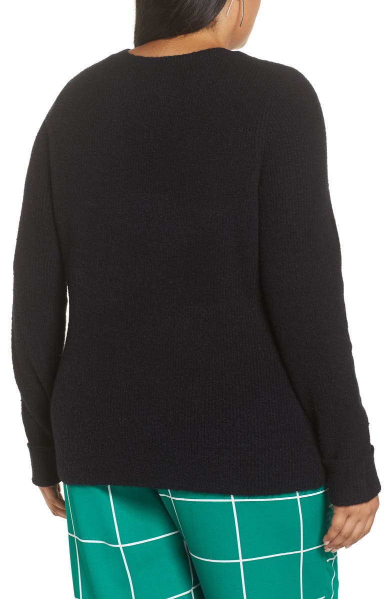 Halogen<sup>®</sup> Cuffed Sleeve Ribbed Sweater, Alternate, color,