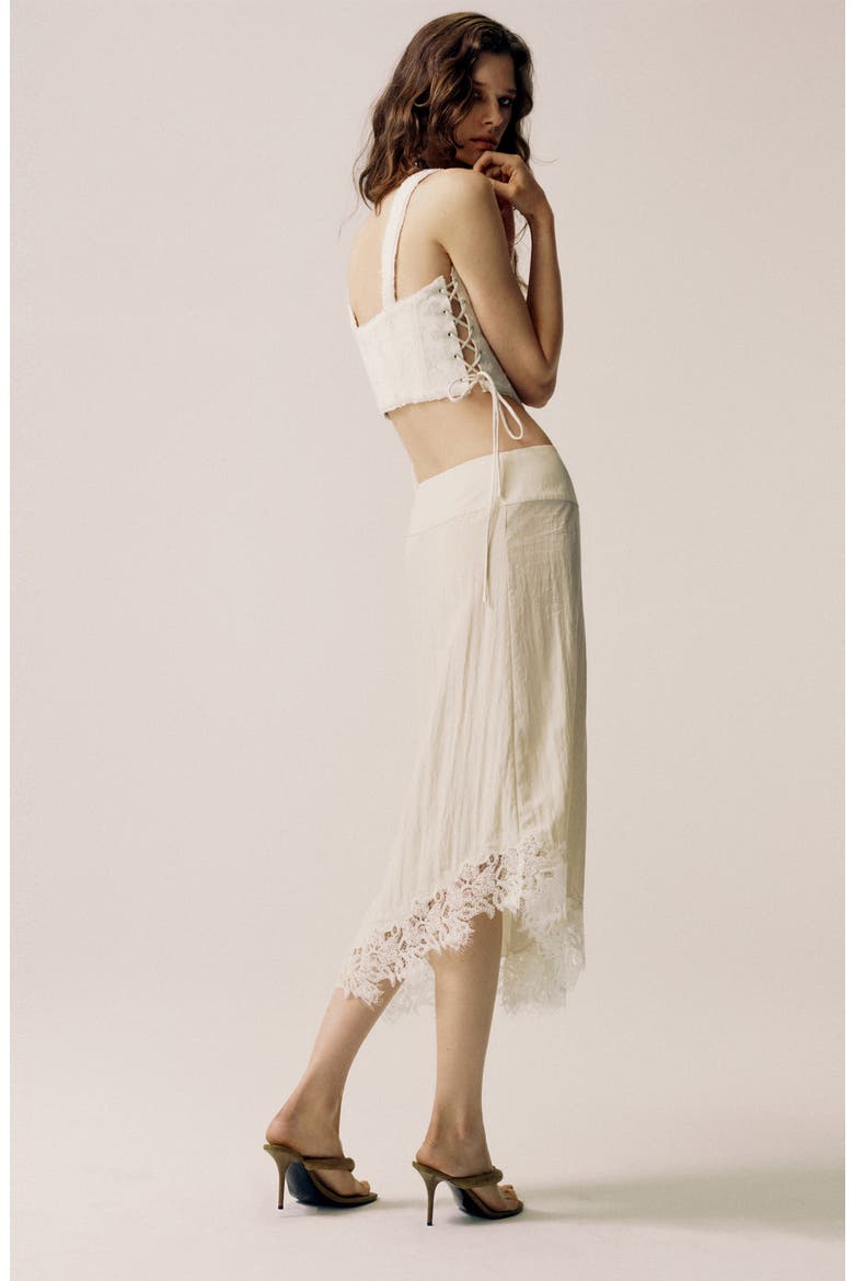 Lace Detail Asymmetric Skirt, Alternate, color, ECRU