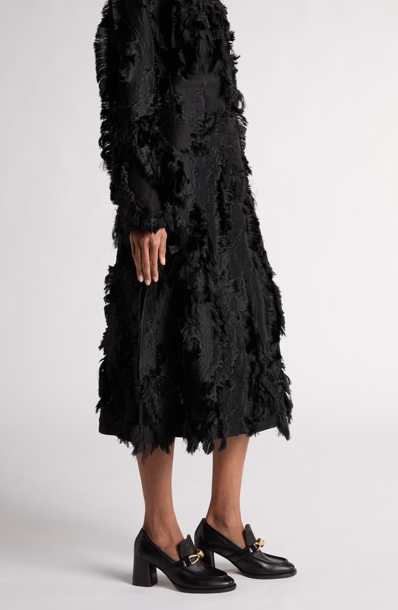 Bottega Veneta Fine Fringe Fil Coupé Midi Skirt, Alternate, color, 
