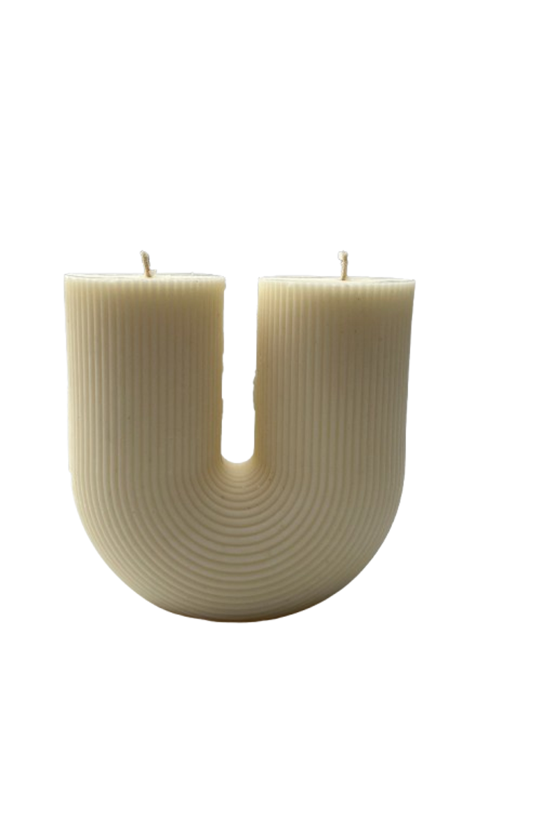 Aaram Luxe The U Ribbed Candle, Main, color, Natural