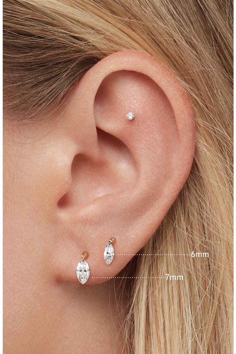 Floating Marquise Diamond Single Charm Threaded Stud Earring, Alternate, color, ROSE GOLD