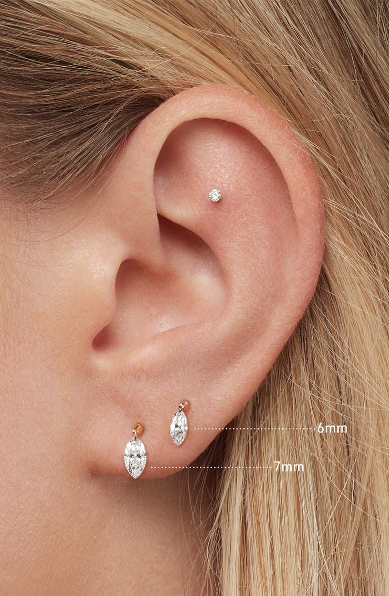 MARIA TASH Floating Marquise Diamond Single Charm Threaded Stud Earring, Alternate, color, Rose Gold