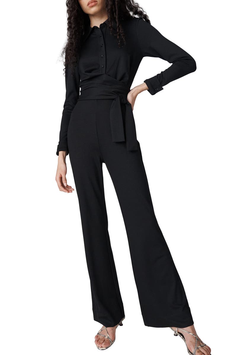 Diane von Furstenberg Michele Wide Leg Jumpsuit, Alternate, color, Black