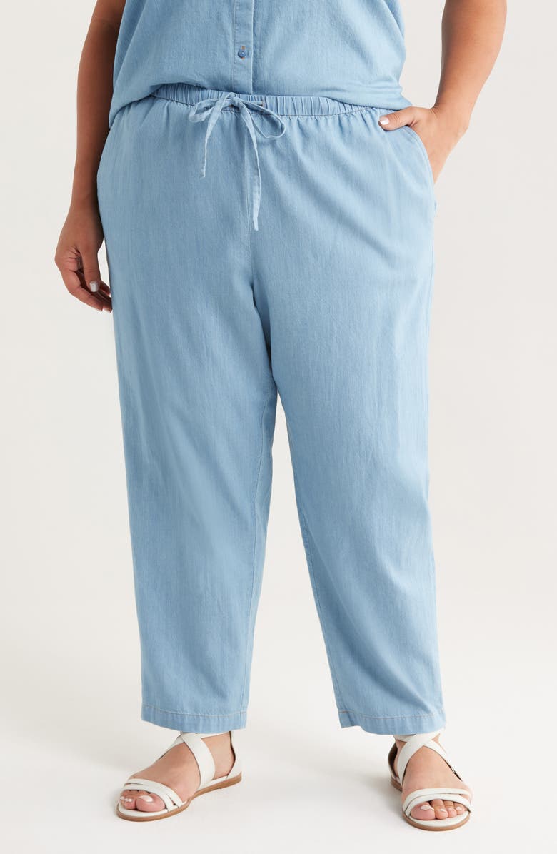 Eileen Fisher Tapered Ankle Drawstring Pants, Main, color, Washed Indigo
