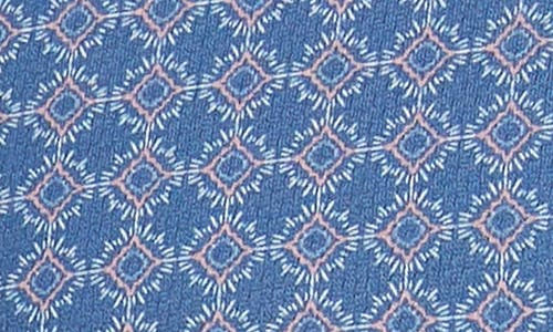 7 Diamonds Morris Geo Print Short Sleve Performance Button-up Shirt In Slate Blue