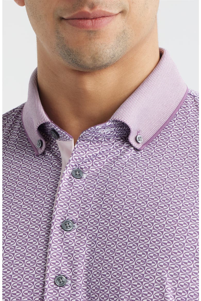 Guardian Geo Print Performance Button-Down Golf Polo, Alternate, color, FIG