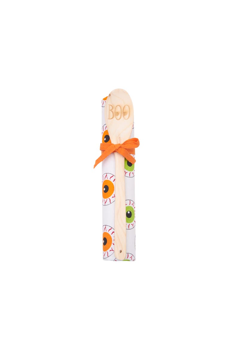 Boo Eyeball Towel & Spoon Gift Bundle Set of 2, Main, color, Orange