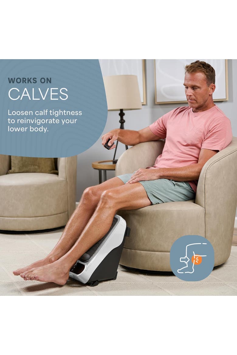 VibraCare Foot Massager for Neuropathy Relaxing Calf and Foot with Heat Option, Alternate, color, White