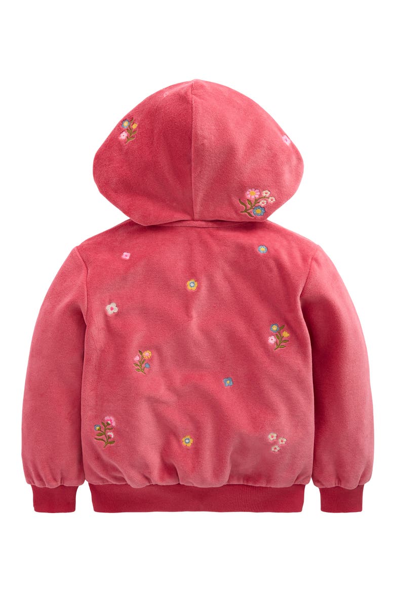 Kids' Velour Zip-Through Hoodie, Alternate, color, PINK FLORAL EMBROIDERY