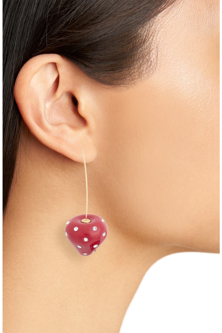 Emma CZ Strawberry Drop Earrings, Alternate, color, RED/ GOLD