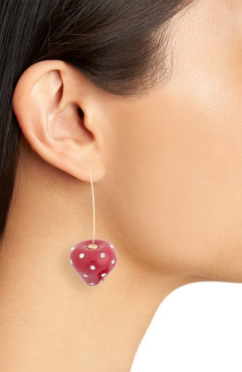 Eye Candy Los Angeles Emma Cz Cherry Drop Earrings In Red/gold