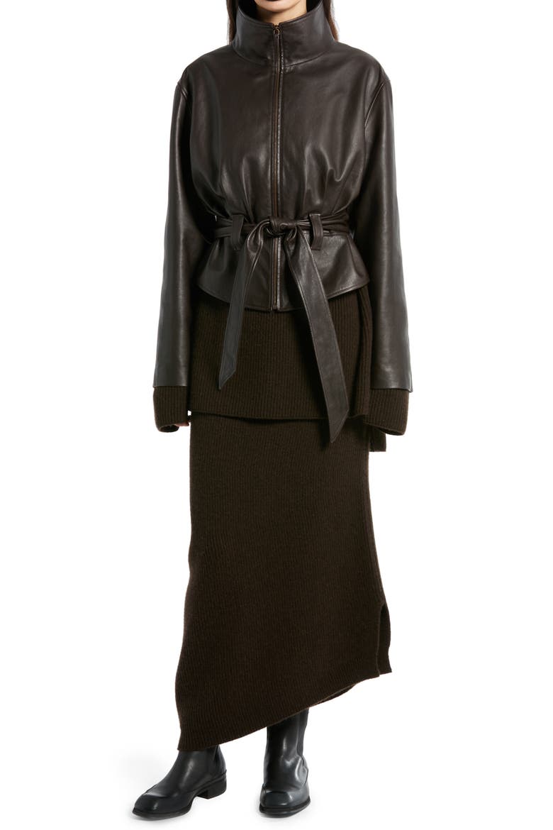 Cymone Long Cashmere Skirt, Alternate, color, SMOKEY BROWN
