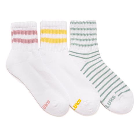 Women's Cotton Quarter Crew Socks with Wide Rib Cuff, 3 Pair Pack