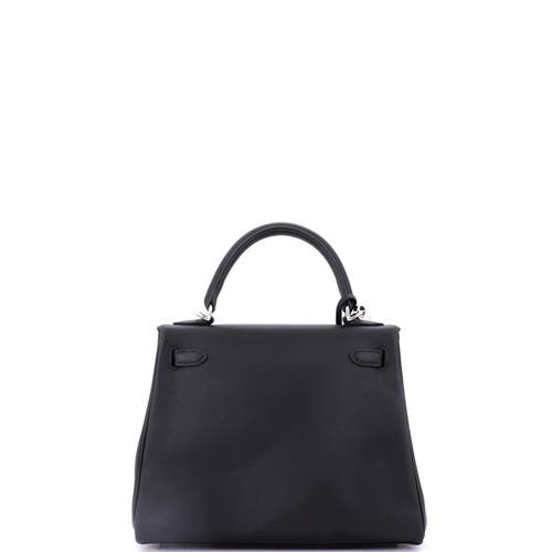 Pre-owned Hermes Hermes Kelly Handbag Black Swift With Palladium Hardware 25 In Black