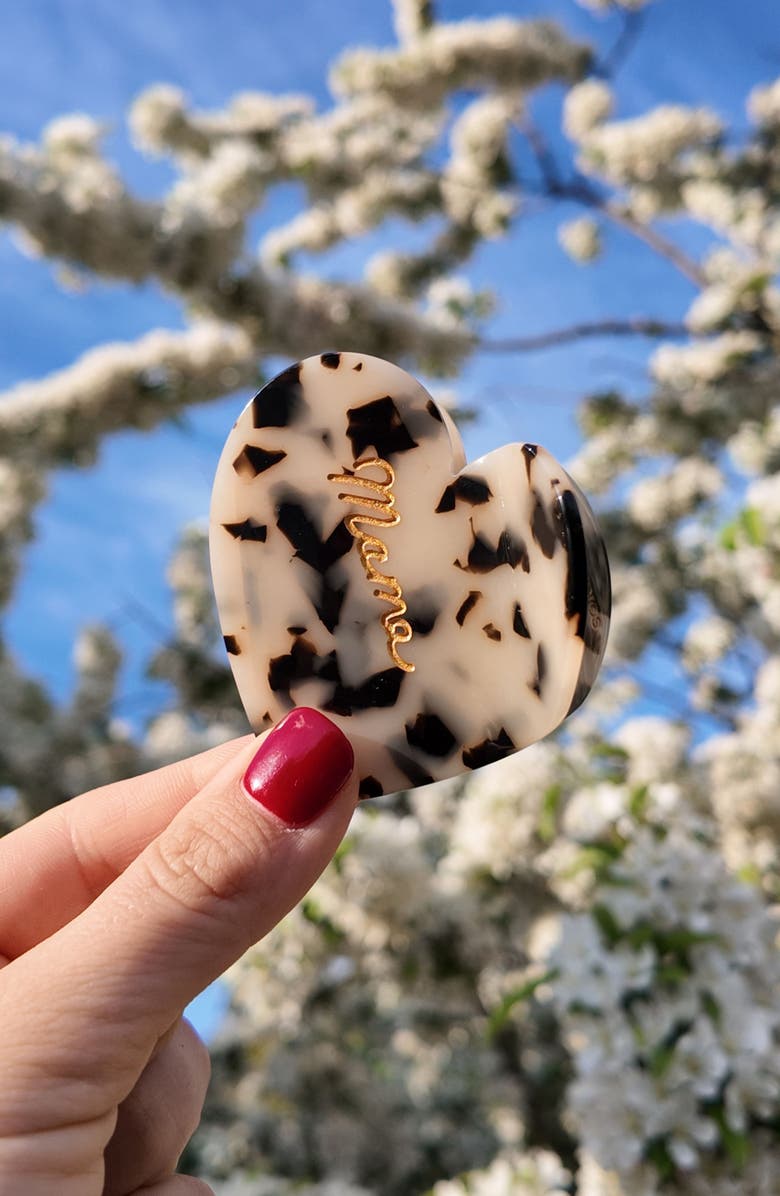 Solar Eclipse Hand-Painted Mama Heart Claw Hair Clip, Alternate, color, 