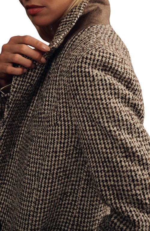 Reiss Womens  Kai Houndstooth Check-pattern Wool-blend Coat In Brown Check