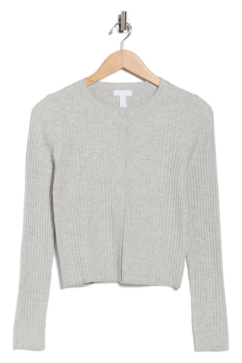 Fitted Button Front Cardigan, Alternate, color, GREY LIGHT HEATHER