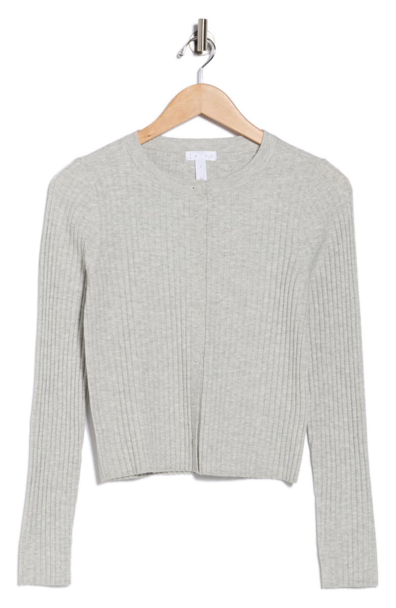 Leith Fitted Button Front Cardigan, Alternate, color, Grey Light Heather
