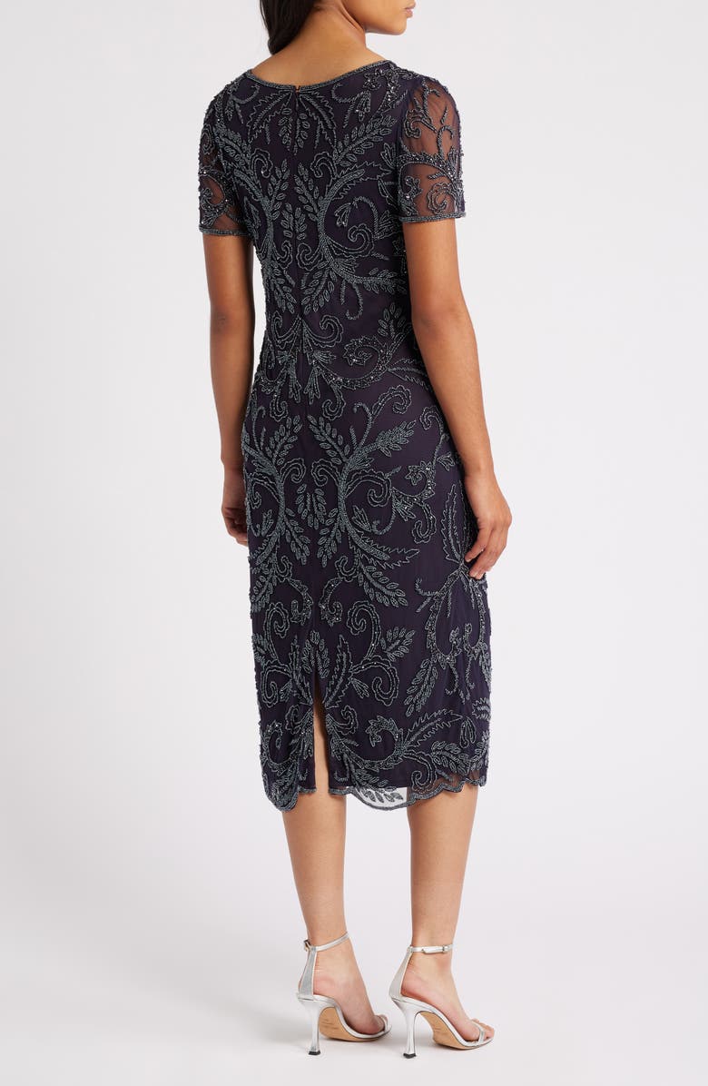 Pisarro Nights Embellished Illusion Neck Cocktail Dress, Alternate, color, Eggplant 503