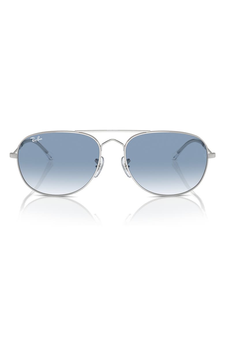 Ray-Ban Bain Bridge 57mm Pillow Gradient Aviator Sunglasses, Main, color, Silver