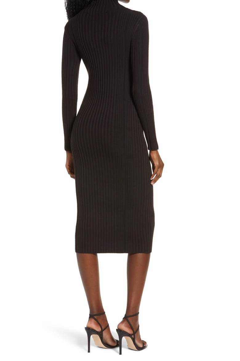 Jolie Rib Long Sleeve Knit Midi Dress, Alternate, color, CHOCOLATE TRUFFLE-BLACK