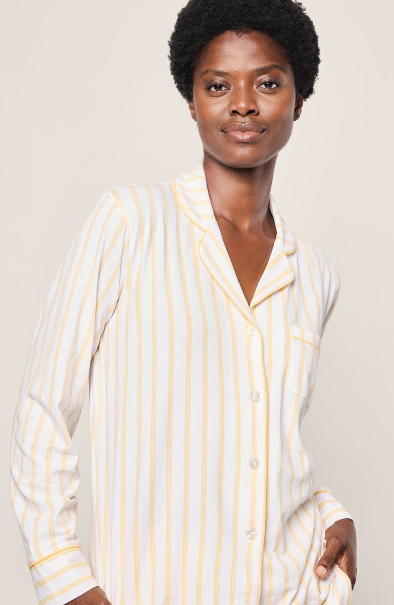 Petite Plume Sunny Stripe Pima Cotton Pajamas, Alternate, color, Yellow