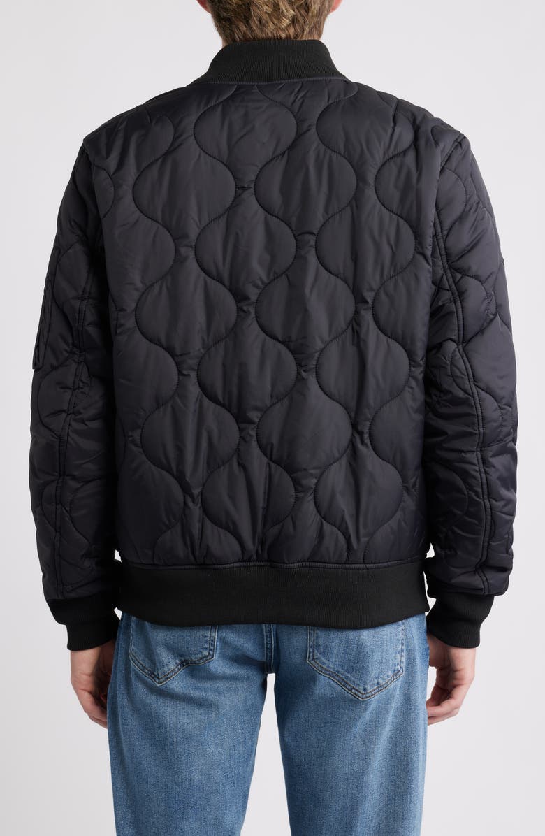 Schott NYC Dumbbell Quilted MA-1 Ripstop Nylon Bomber Jacket, Alternate, color, Black