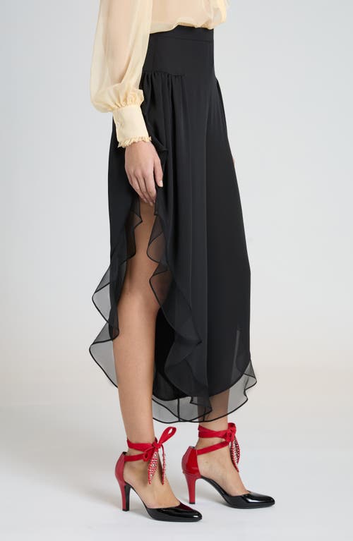 Valentino Ruffled Wide Leg Pants In Nero